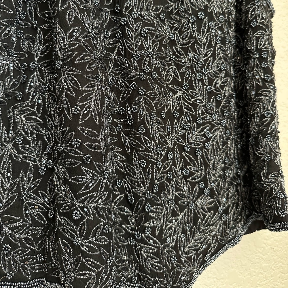 Vintage Papell Boutique Silk Black Beaded Halter Top with Touch of Glamour/Y2K - Picture 3 of 9